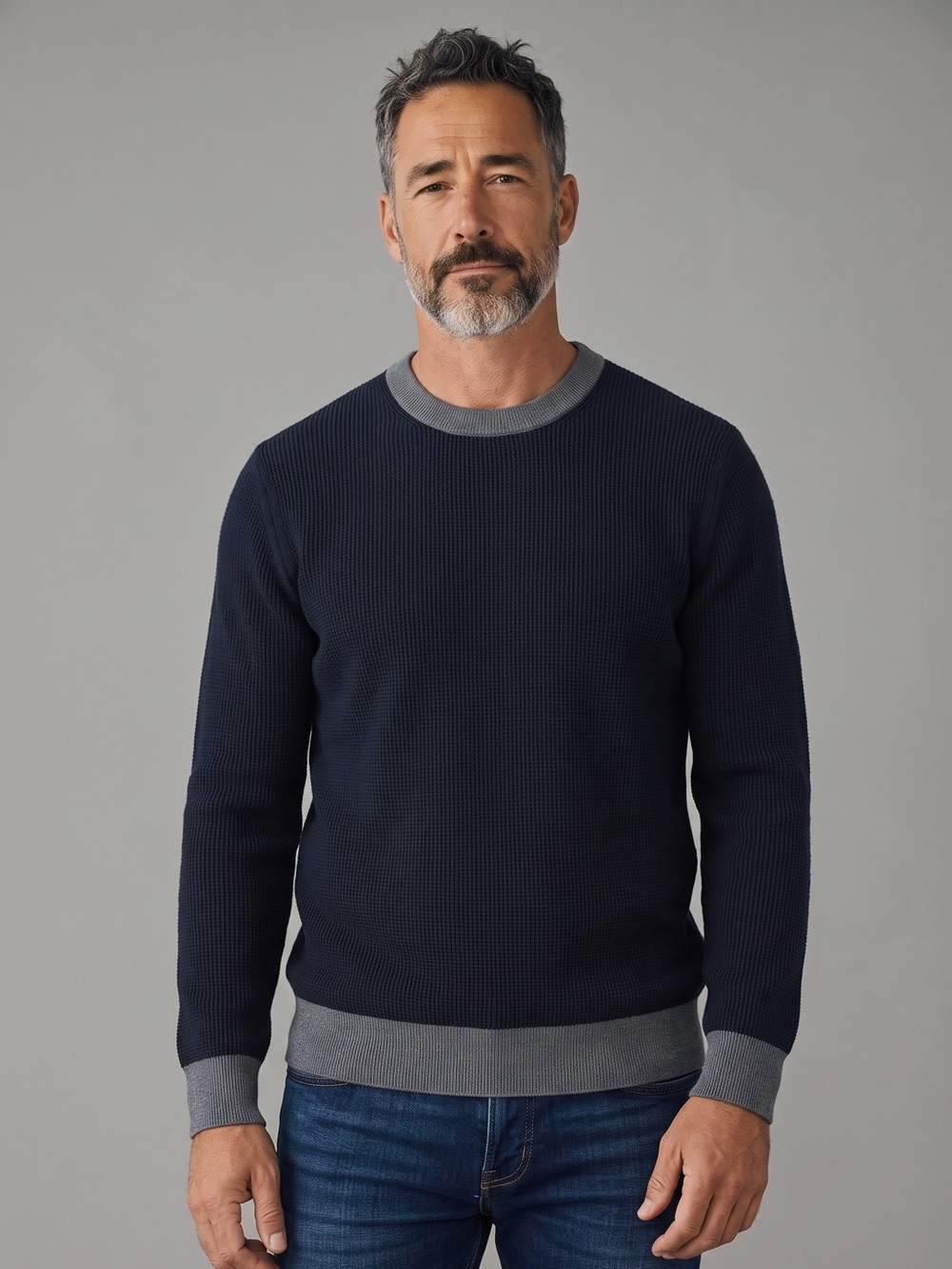 Theory Dark Navy Gray Crewneck Sweater Men’s Large NWOT - Picture 2 of 13